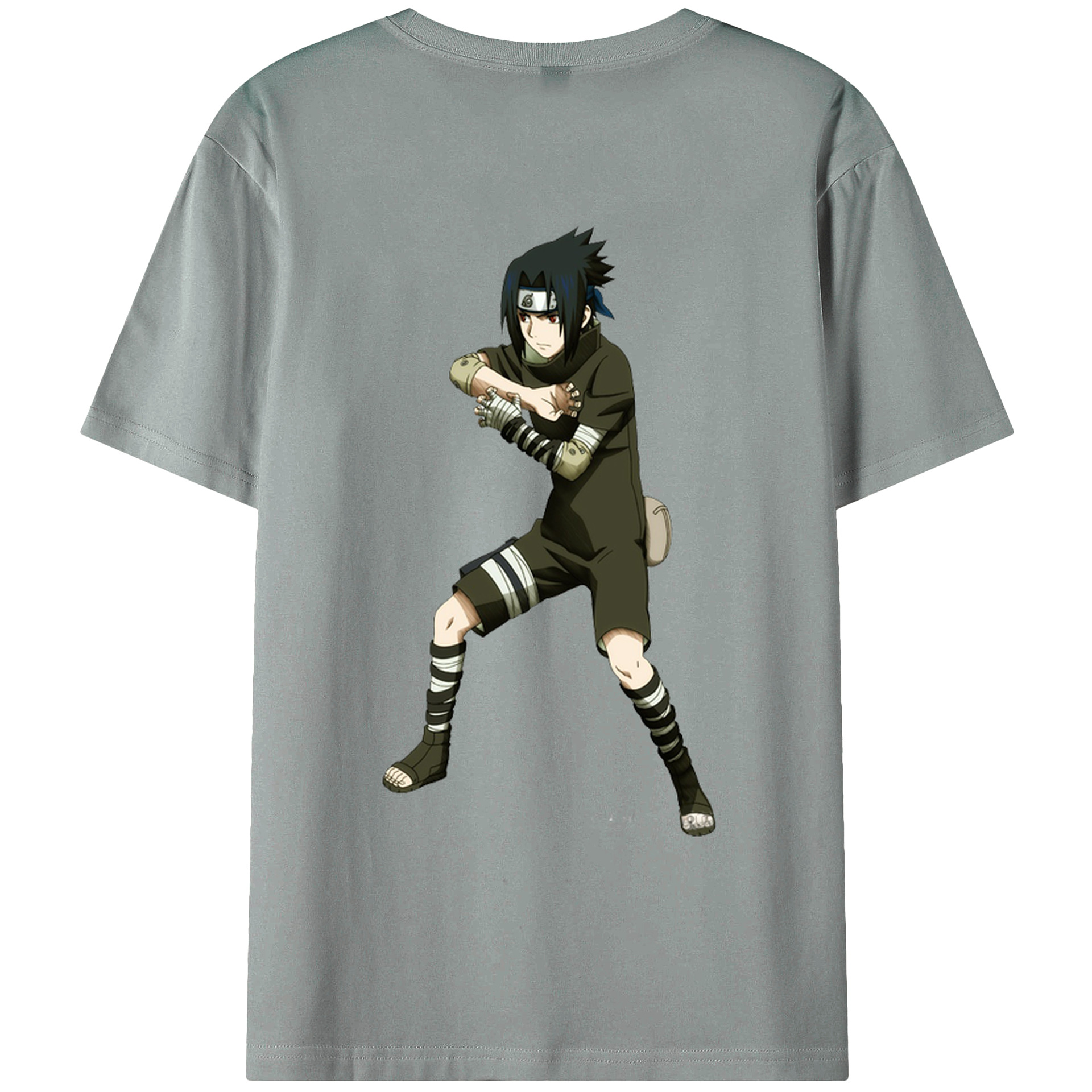 （画像用） NARUTO -ナルト- うちは サスケ Uchiha Sasuke 綿100％ メンズ半袖Tシャツ（バックプリント） 通気性